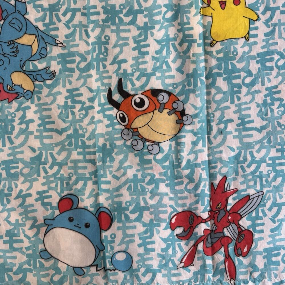 Vintage 1998 Pokemon Twin Bedding 1 Flat Sheet Pikachu Fabric Craft